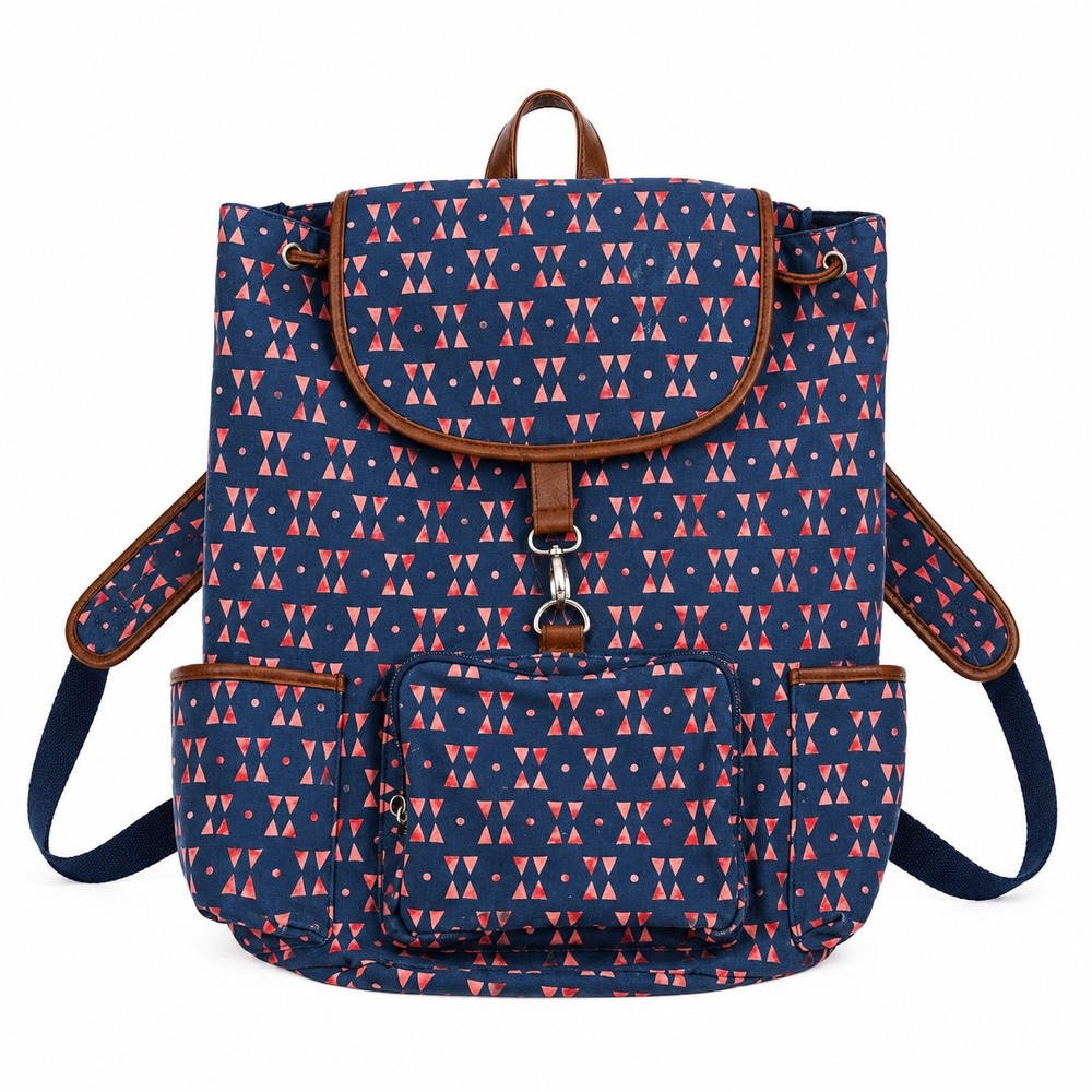 Aeropostale Vintage Y2K Blue Pink Geometric Canvas Backpack Bookbag